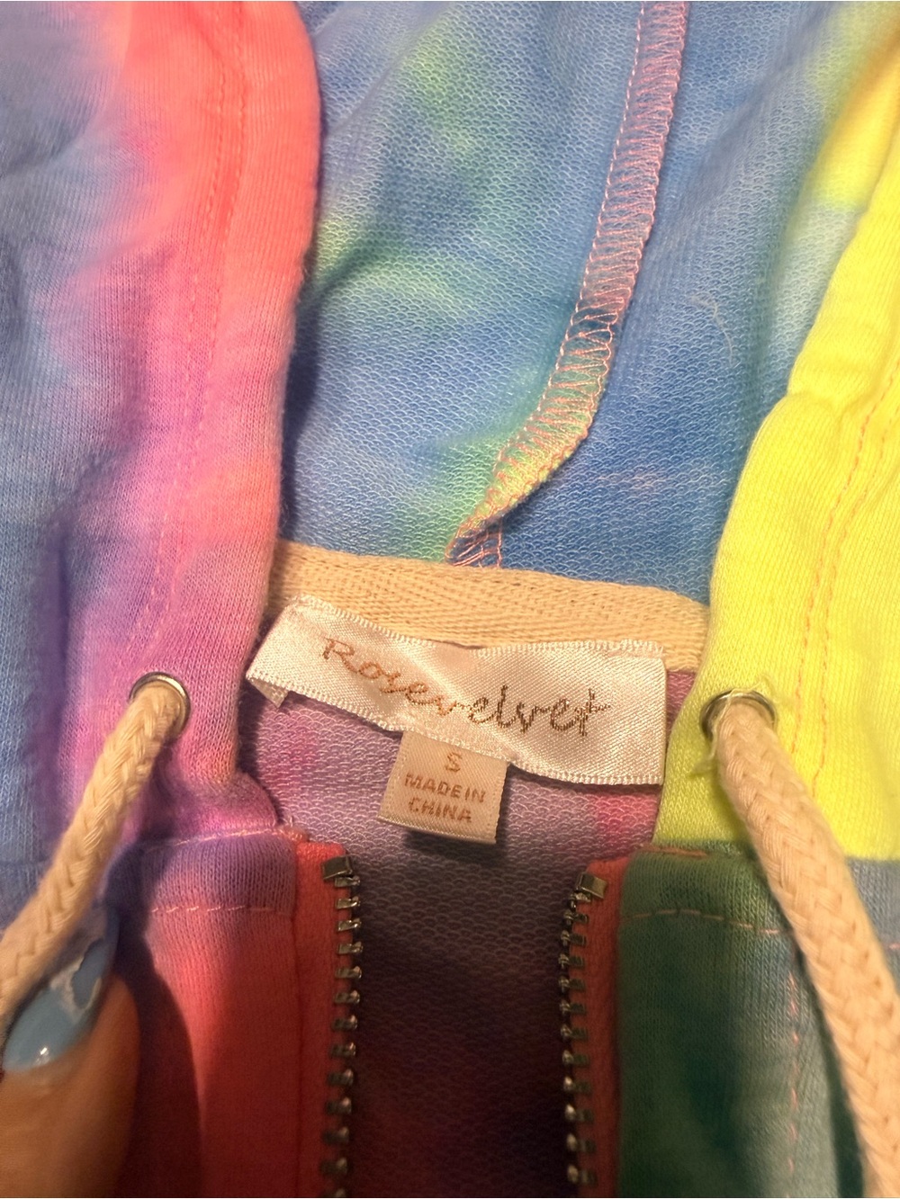 Rosevelvet Tie-Dye Zip Hoodie And Short Set- Pink, Yellow, Blue, Green - Picture 6 of 7